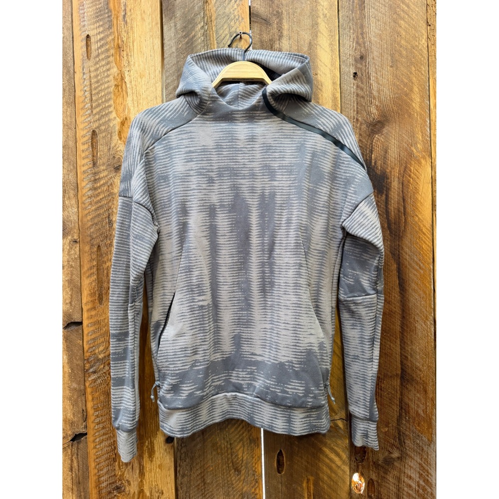 Adidas Kids L Hoodie Gray Abstract Print Youth Teen Athletic Sport Streetwear